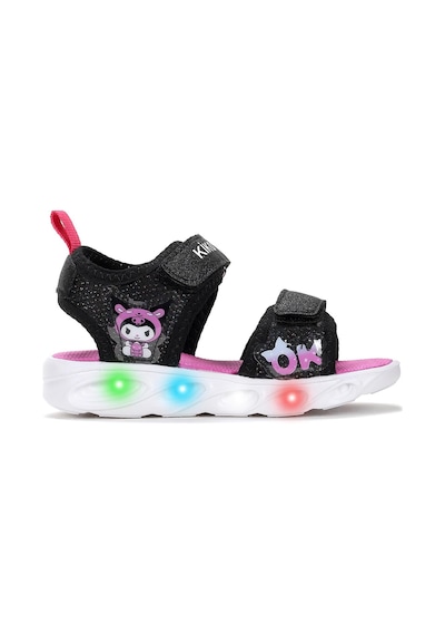 Kiko Kids Kuromi Günlük Işıklı Cırtlı Kız Bebek Sandalet Ayakkabı Siyah