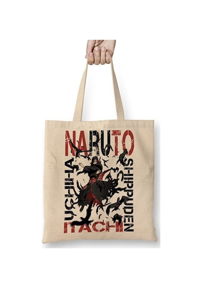 Toyaso Naruto Itachi Uchiha Akatsuki Bez Çanta Uzun Saplı Alışveriş Çantası Plaj Çantası Beyaz