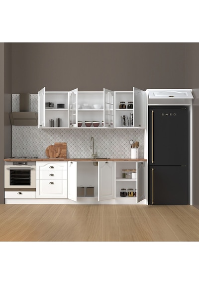 350 Cm %100 Mdf Greena White Mutfak Dolabı Beyaz 350 Cm %100 Mdf Greena White Mutfak Dolabı Beyaz