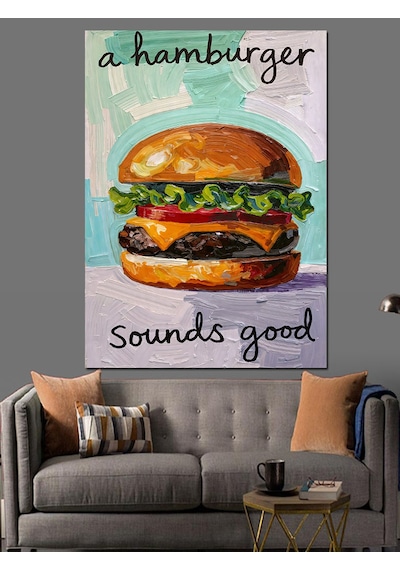 Hamburger Sounds Good Posteri Dekoratif Kanvas - Mdf Ahşap Tablo
