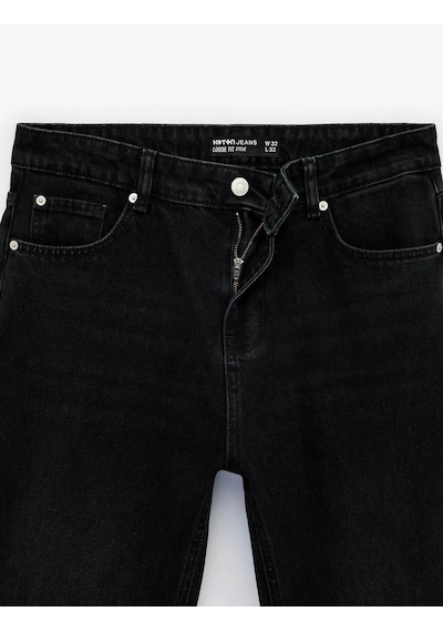 Koton Loose Straight Fit Siyah Erkek Jean Pantolon 6sam40214nd Siyah