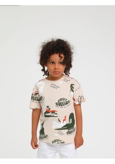 Erkek Bebek Pamuklu Collect Tshirt-14162-bej Bej