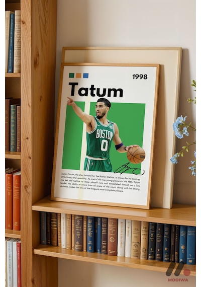 Tatum Basketbol Posteri, Ahşap Çerçeveli Duvar Tablosu - Spor Severlere Hediye