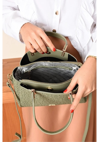 Just Polo Kadın Baskılı Ayarlanabilir Askılı Shopper El & Omuz Çantası Shoulder Bag Yeşil