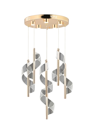 Jadon 6'lı Yuvarlak 3 Renkli 53 Watt Gold Kristal Ledli Modern Oturma Odası Salon Sarkıt Avize Diğer