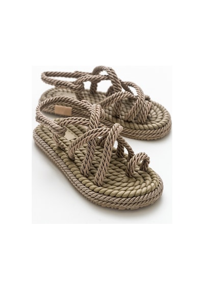 Luvishoes İp Koyu Bej Kadın Sandalet Koyu Bej
