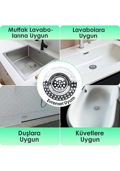 Tr 4'lü 304 Kalite Paslanmaz Çelik Lavabo Süzgeci Gider Tıkanıklığı Önleyici Süzgeç Seti