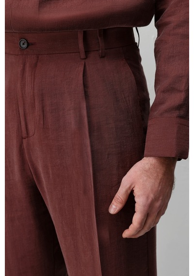 Antioch Lyocell Relaxed Fit Pileli Erkek Pantolon Bordo