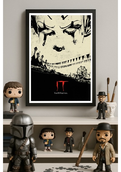 It Siyah Ahşap Çerçeveli Poster, Film Duvar Tablosu