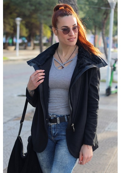 Barbora Kadın Günlük Kışlık Kaşmir Yaka Kaban bt821