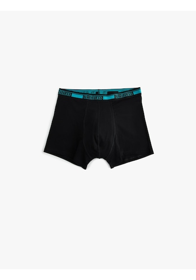 Koton 3'lü Boxer Seti Slim Fit Slogan Baskılı Pamuklu Siyah 5slm90009mk