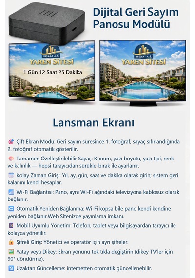 Dijital Geri Sayım Panosu Modülü - Lansman Ekranı