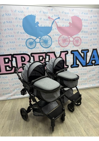 Bebemnas İkiz Yanyana Ayrılıp Birleşen Travel Bebek Arabası + 2 Adet Puset Dahil Tam Set