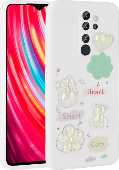 Noktaks - Redmi Note 8 Pro Uyumlu Kılıf Kabartma Figürlü Parlak Toys Silikon Kapak - Beyaz - T30176