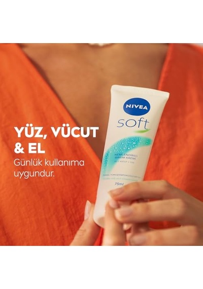 Soft Krem 75 Ml, Nemlendirici Bakım Kremi, Yüz, Vücut, El, Jojoba Yağı Ve E Vitamini İle Cilt Bakımı, Anında Emi
