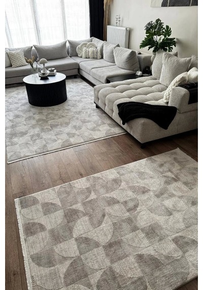 Apex Truva 6621 Gri Akrilik Modern Makine Halısı Gri