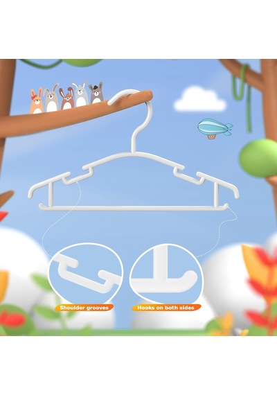 Bebek Askıları Dolap İçin - Bebek Giysileri Askıları 60 Paket Plastik Çocuk Askıları Giyim Bebek Yürümeye Başlayan Çocuk Askıları Beyaz