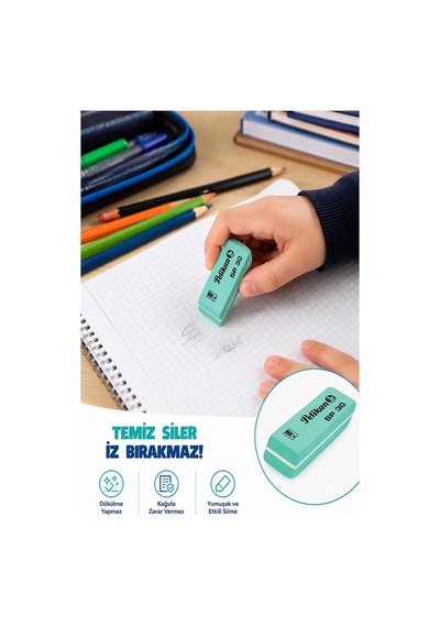 Yeşil Silgi Orta Boy Pvc Silgi 3 Adet Pelikan Yeşil Yumuşak Silgi Ufalanmayan Okul Büro Yerli Üretim Ekstra Yumuşak