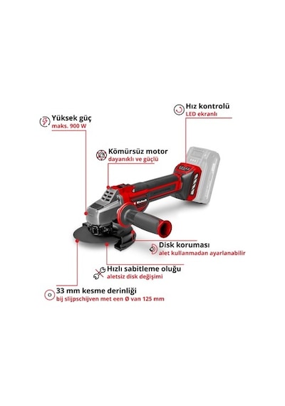 Akülü Avuç Taşlama, 125 Mm Disk İle Bağımsız Kullanım Kolaylığı