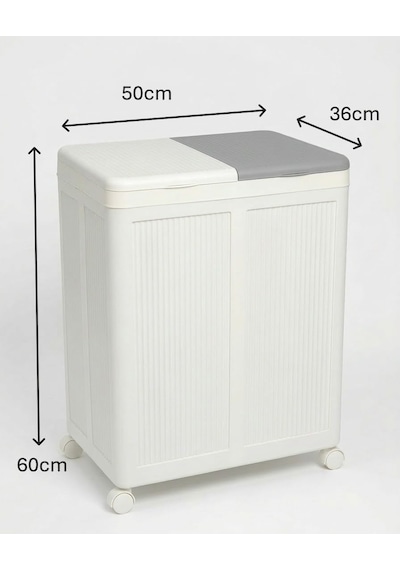 Premium Katlanabilir Tekerlekli Çamaşır Sepeti - 100 Litre Çift Bölmeli Çok Amaçlı Düzenleyici, Kapaklı Ve Çok Renkli