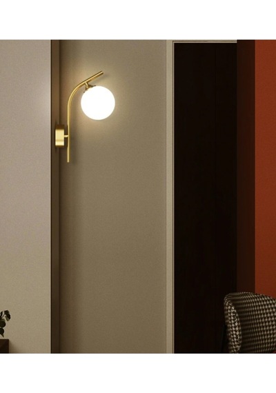 Lüks Eskitme Modern Beyaz Glop Camlı Tekli Aplik