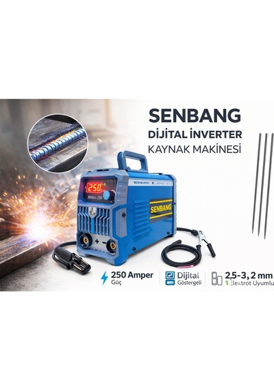 Senbang 250 Amper Dijital İnverter Kaynak Makinesi Mma 250a Elektrot Kaynağı 2,5 / 3,2 Mm
