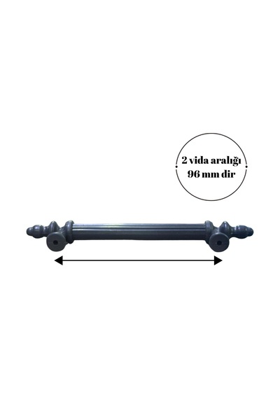 Cateksss Kumru 96 Mm Çekmece Dolap Mobilya Kulpu Polimer Sert Plastik 96 Kumru Gri 1 Adet - 12 Li Paket