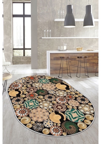 West Home Dijital Baskı Yıkanabilir Kaymaz Taban Salon Halısı Mutfak Halısı Yolluk Wh 486 Multy