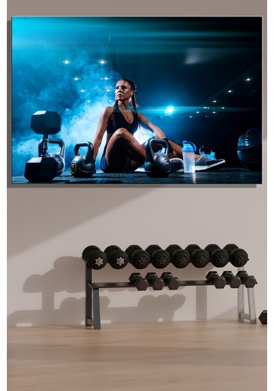 Duvar Tablosu Yatay Kanvas Tekli Spor Salonu Gym Kondisyon Fitness Kas Kardiyo Dambıl Girya