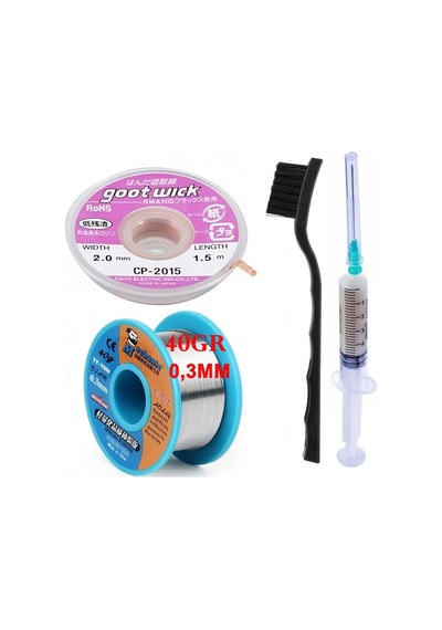 Mechanic Lehim Teli 40g 0,3mm Lehim Toplama Cp2015 Emme Fitili 2,0mm 4lü Set X02