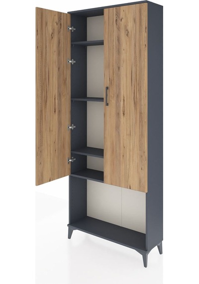 Arges Dolap 4 Raflı 2 Kapaklı 88x30x221 Antrasit-çam Antrasit