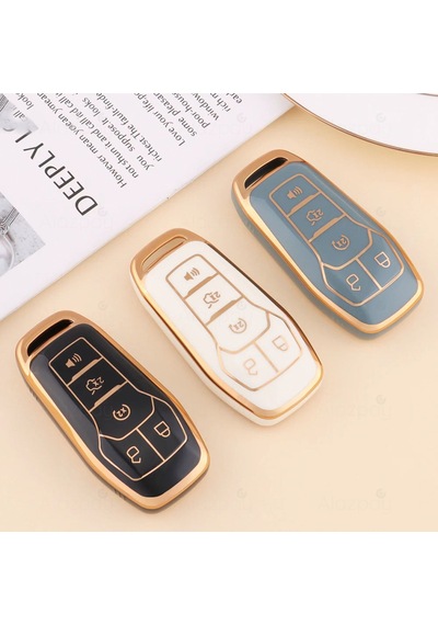 Ford Fusion Mondeo Explorer Mustang F150 Uyumlu Gold Kenar Tpu Anahtar Kılıfı Mavi