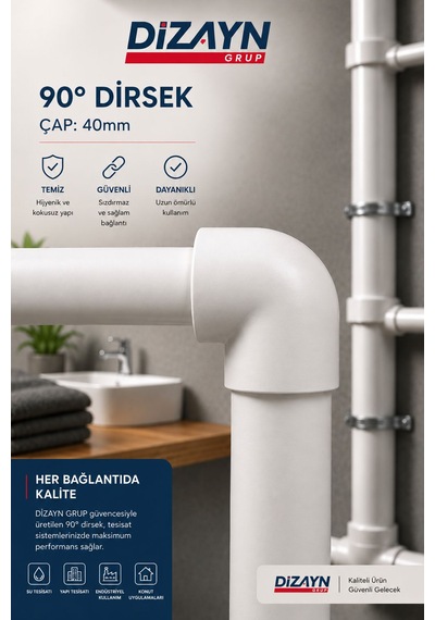 Dizayn Pprc 90 Derece Dirsek 40 Mm 10 Adet Pn25 Temiz Su Tesisat Boru Ek Parçası