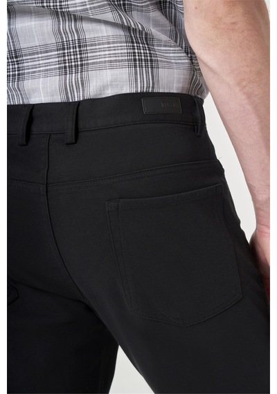 İmza Siyah Yan Cep Örme Slim Fit Casual Pamuklu 5 Cep Pantolon 1003260906