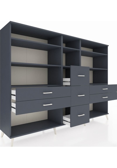 Hyperion Dolap 8 Raflı 7 Çekmeceli 220x44x163 Antrasit-antrasit Antrasit-antrasit Hyperion Dolap 8 Raflı 7 Çekmeceli 220x44x163 Antrasit-antrasit Antrasit-antrasit