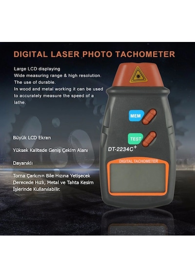 Dt-2234c Dijital Lazer Takometre Hız Göstergeli Devir Ölçer N11.49