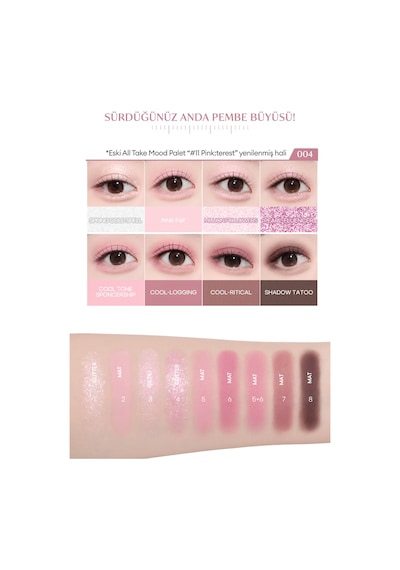 Pigmentli, 5 Farklı Dokulu Far Paleti Perıpera All Take Mood Palette 004 If Pink Check Dm Plz 004