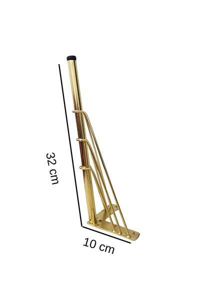 4'lü Metal Mobilya Ayağı Gold 32 Cm Sehpa Puf Koltuk Ayağı Vidalı Hairpin Ayak Altın
