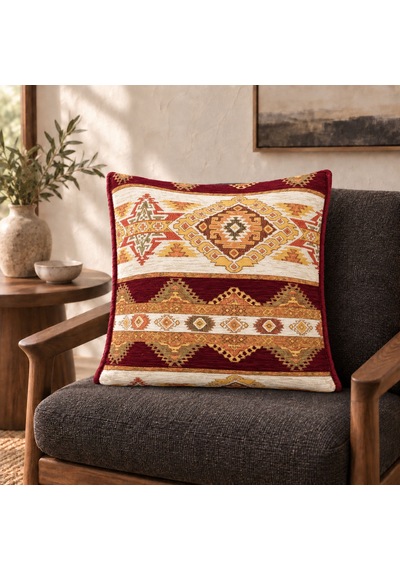 Bk Gift El Yapımı Otantik Türk Kilim Kırlent Yastık 43x45 Cm -4 Bohem Etnik Dekoratif Koltuk Yastığı Çok Renkli