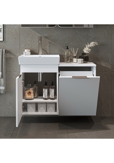 Dubai Kapaklı Ve Sepetli 92.2 Cm Mdflam Banyo Dolabı, Lavabolu Banyo Alt Dolabı Beyaz Dubai Kapaklı Ve Sepetli 92.2 Cm Mdflam Banyo Dolabı, Lavabolu Banyo Alt Dolabı Beyaz