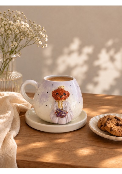 Teddy Ayıcıklı Seramik Kupa Lavanta
