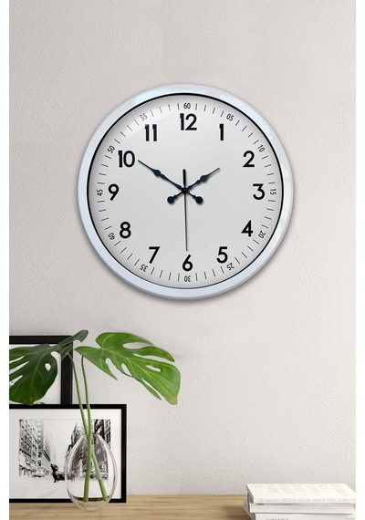 40 Cm Beyaz Metal Standart Duvar Saati Metal Standart Beyaz Kadran 67857430