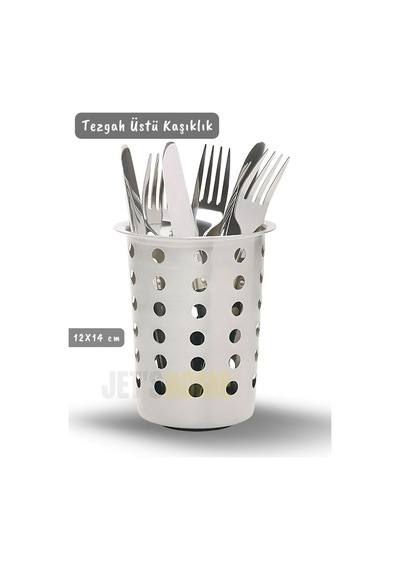 Tezgah Üstü Delikli Kaşıklık Çatallık Ve Bıçaklık Ergonomik Paslanmaz Çelik 12x14 Cm Metalik Gri