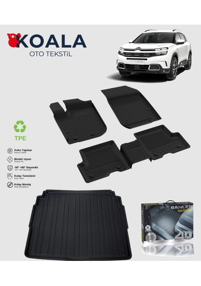 Citroen C5 Aircross Üst Bagaj 2019 Sonrası Uyumlu Sahler Paspas + Bagaj Havuz Seti