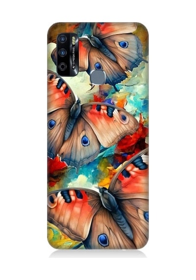 Infinix Hot 9 Uyumlu Soft Renkli Kelebekler Desenli Silikon Kılıf