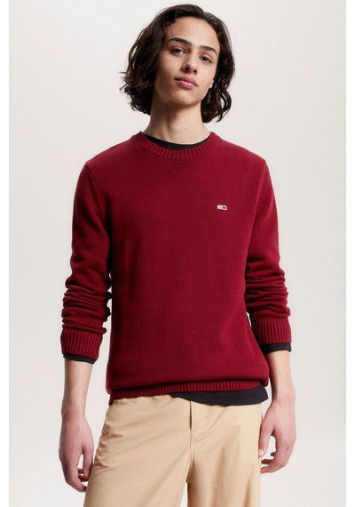 Tommy Hilfiger Bisiklet Yaka Erkek Kazak Kırmızı