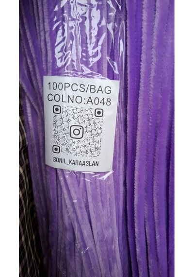 Şönil 100 Lü Lila Renk Kod A048 30 Cm - Yoğun Tüylü Hobi Çubuğu Tel El İşi 100 Lü Paket