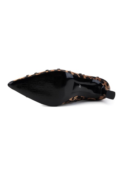 Tamer Tanca Kadın Saten Leopar Topuklu Bot 735 8794 Bn Bot Sk25-26 Leopar Leopar