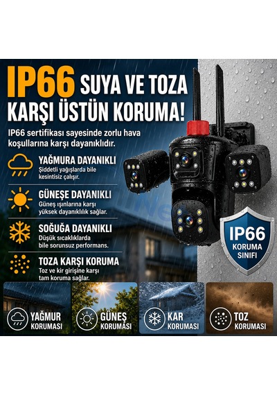 Uninet 9mp Wifi Ptz Kamera 3 Kameralı, 355 Derece Dönebilen Başlıklı, Renkli Gece Görüşü Ve Çift Yönlü Ses Özellikli