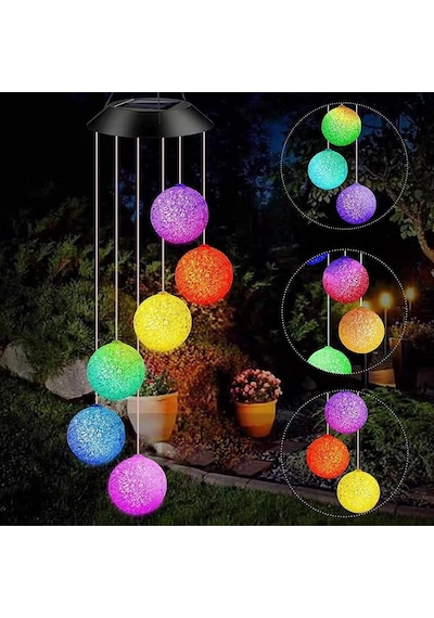 Coverzone Solar Garden Lights Hanging Eva Ball Güneş Enerjili Asılabilir Bahçe Aydınlatma Ip44 Dış Mekan Dekorati Çok Renkli
